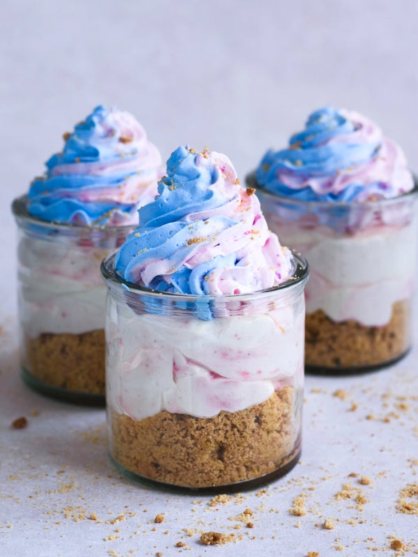 Colorful Vanilla § Strawberry Cheesecakes in a jar 💗💙